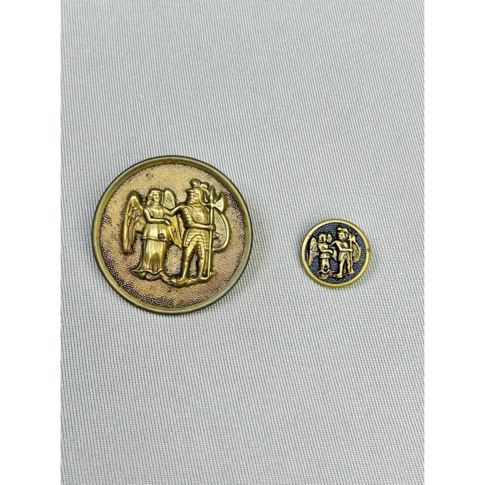 Charlemagne & The Angel Large & Mini Antique Metal Loop Picture Buttons Set Of 2